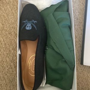 Stubbs and Wootton skull Navy womens slipper